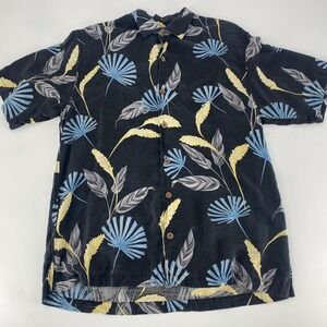 Tommy Bahama‎ Mens Silk Rayon Short Sleeve Button Down Shirt Tropical Print  L
